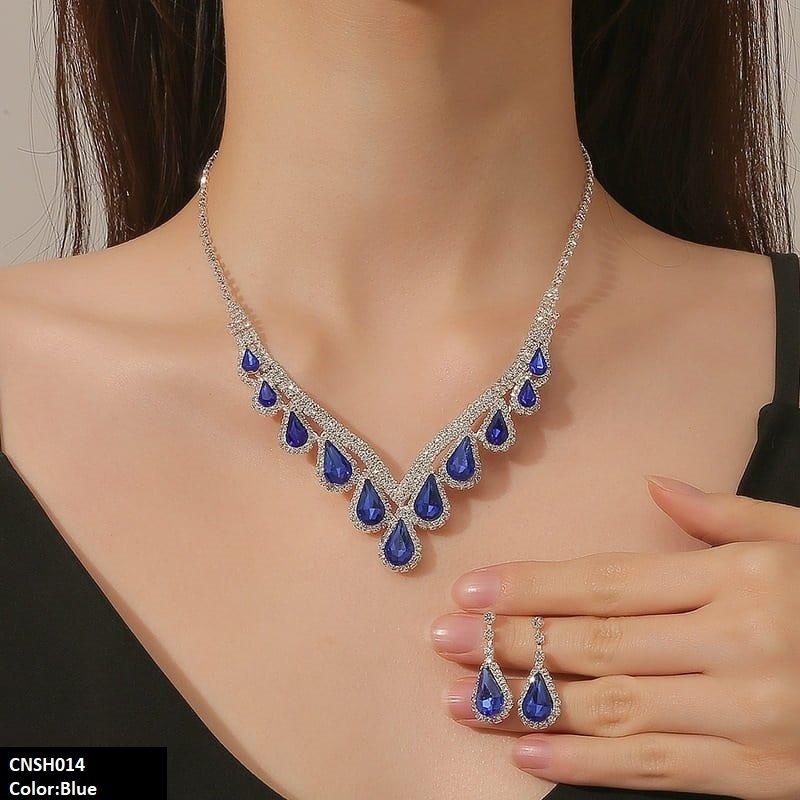 Sapphire Elegance Blue Necklace & Earring Set | CNSH014